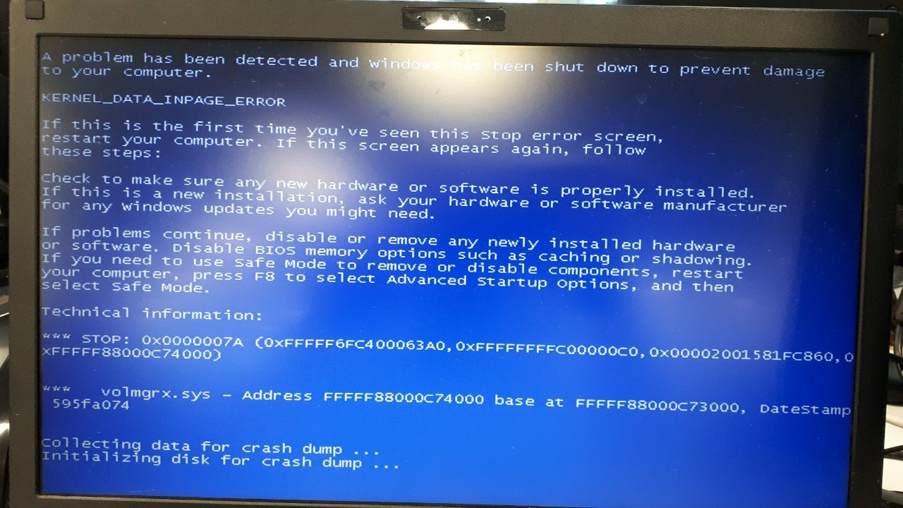 kernel data inpage error volmgrx.sys